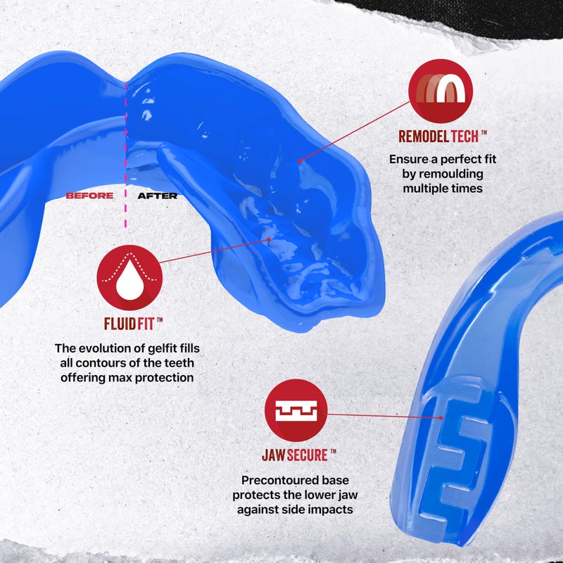 SafeJawz Elements Dual Layer Mouthguard Premium Protection Adults and Junior Gum Shield with Case for Boxing, MMA, Rugby, Martial Arts, Judo and All Contact Sports (Ice, Adult (12+)) - Image 3